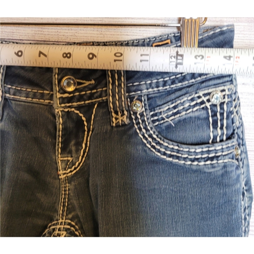 Rock Revival Women’s AIDA Skinny Jeans Low Rise Denim Rhinestone Dark Wash 26 - Picture 8 of 14